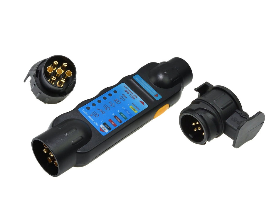 Tester voor accukoppelingen en stekker van vrachtwagentrailer + adapters 13/7 7/13