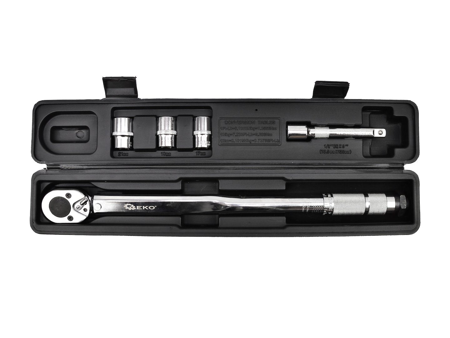 Momentsleutel 1/2" 28-210Nm + doppen + hefboom