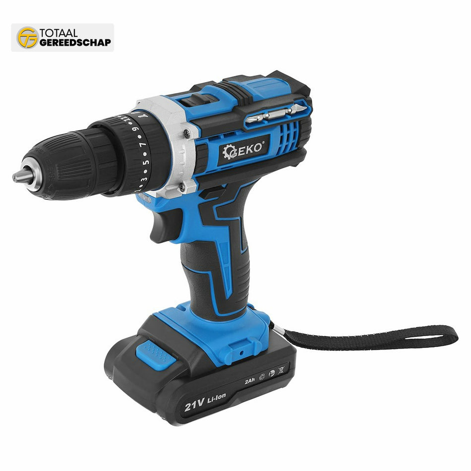 Cordless drill with impact function 21V 2xbattery 2ah