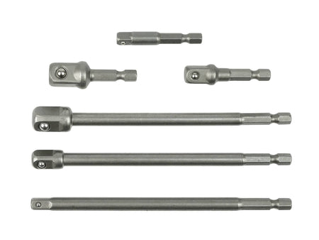Set van 6 dopadapterstukken HEX 1/4" 3/8" 1/2"
