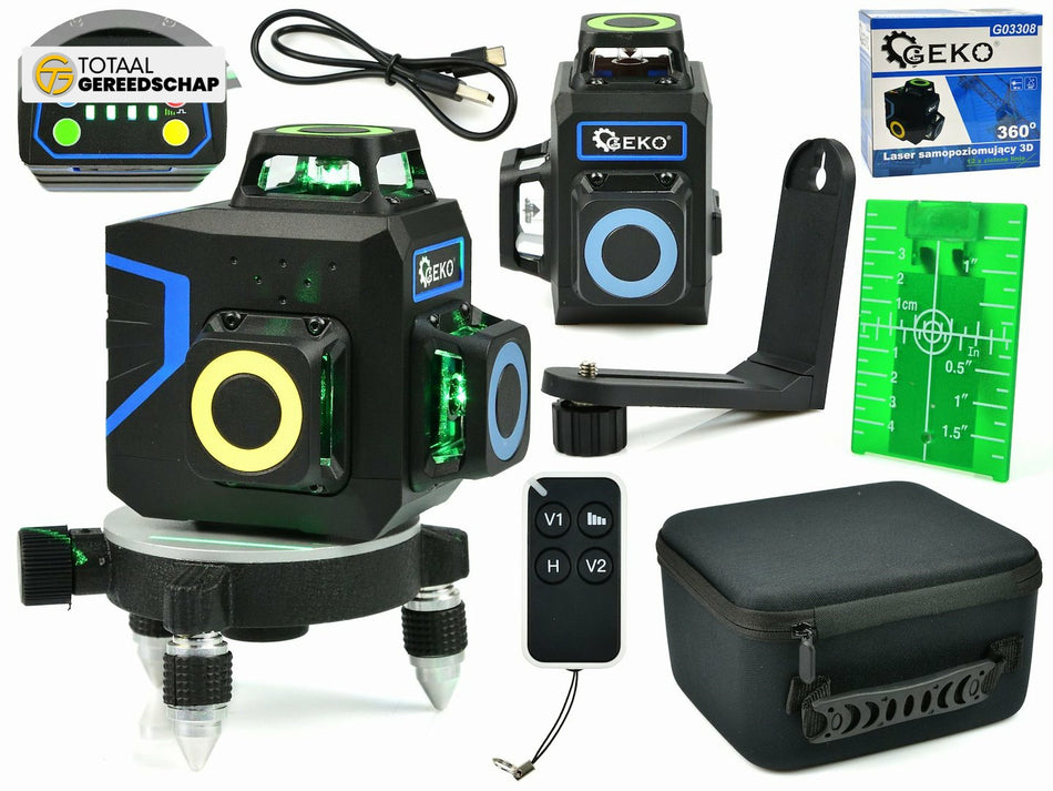 Zelfnivellerende 3D 12-lijns groene laserwaterpas