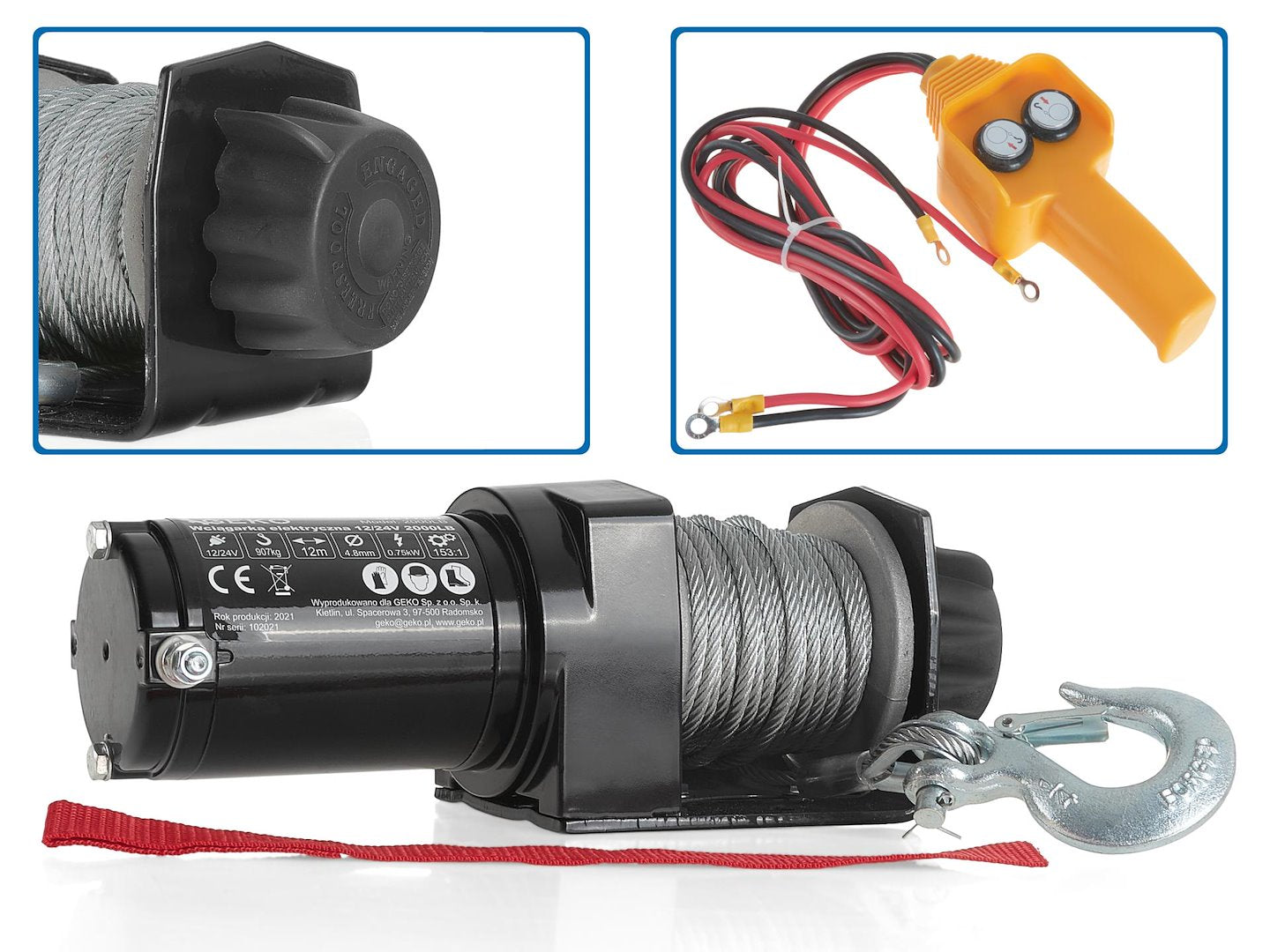 Elektrische lier 12V 2000LB
