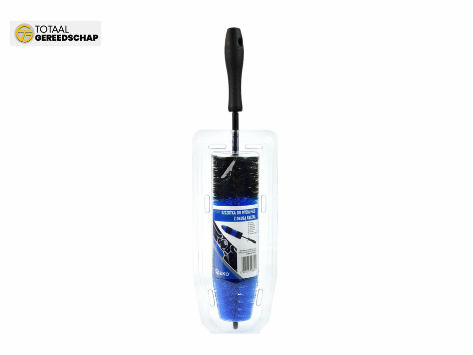 Brush for cleaning wheel rims with long handle