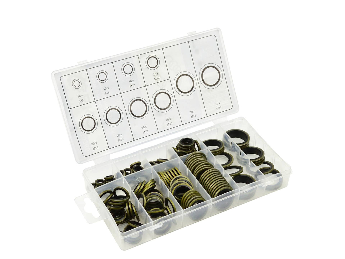 150-delige set metaal-rubber ringen