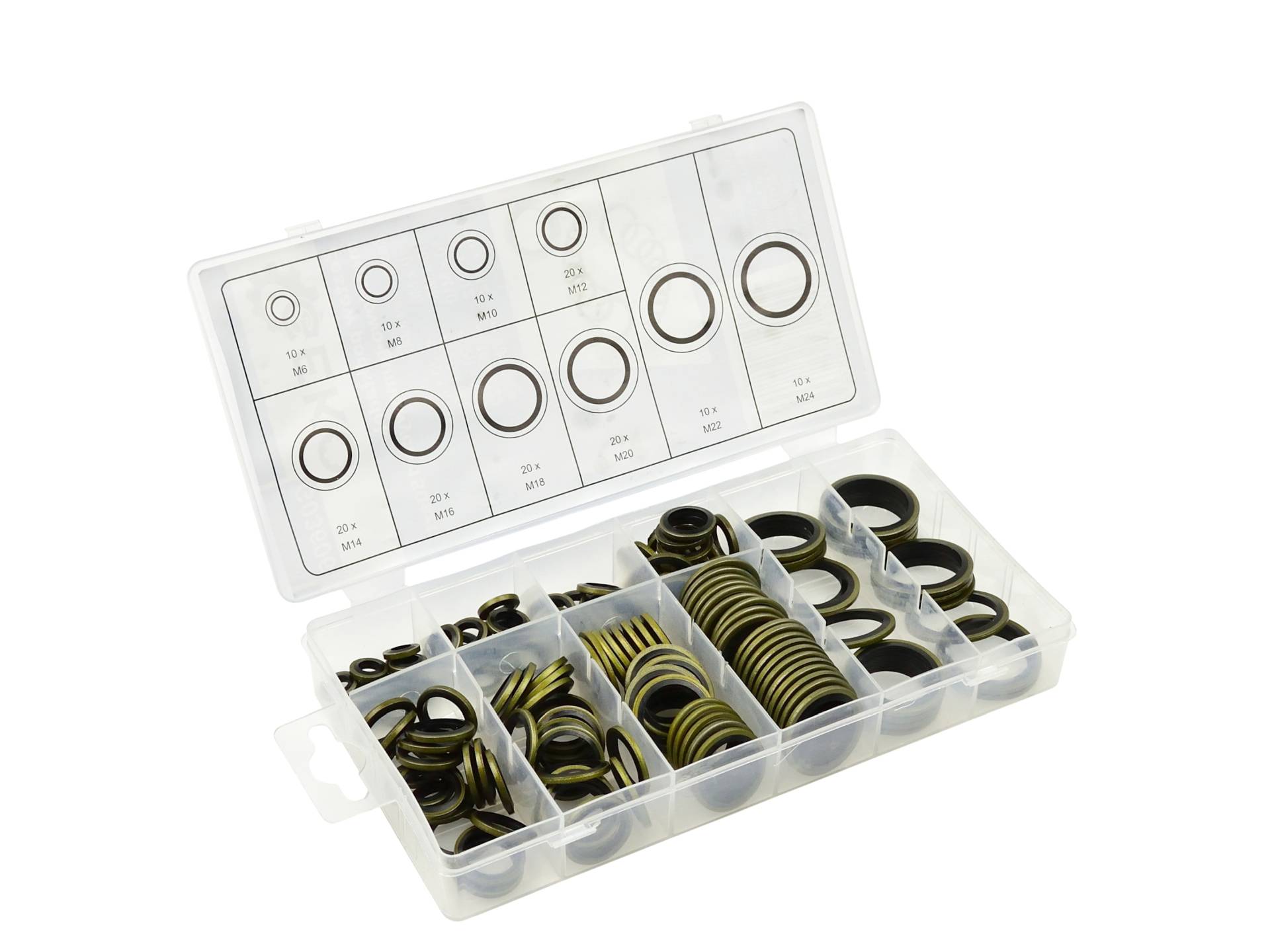 150-delige set metaal-rubber ringen