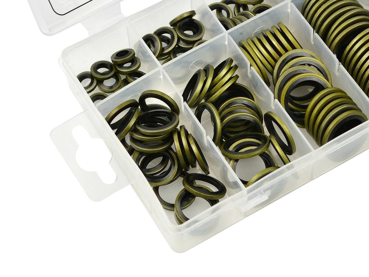 150-delige set metaal-rubber ringen