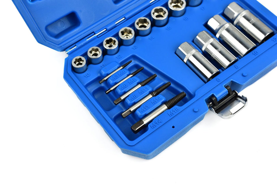 Set extractoren voor schroeven en studs 17 stuks