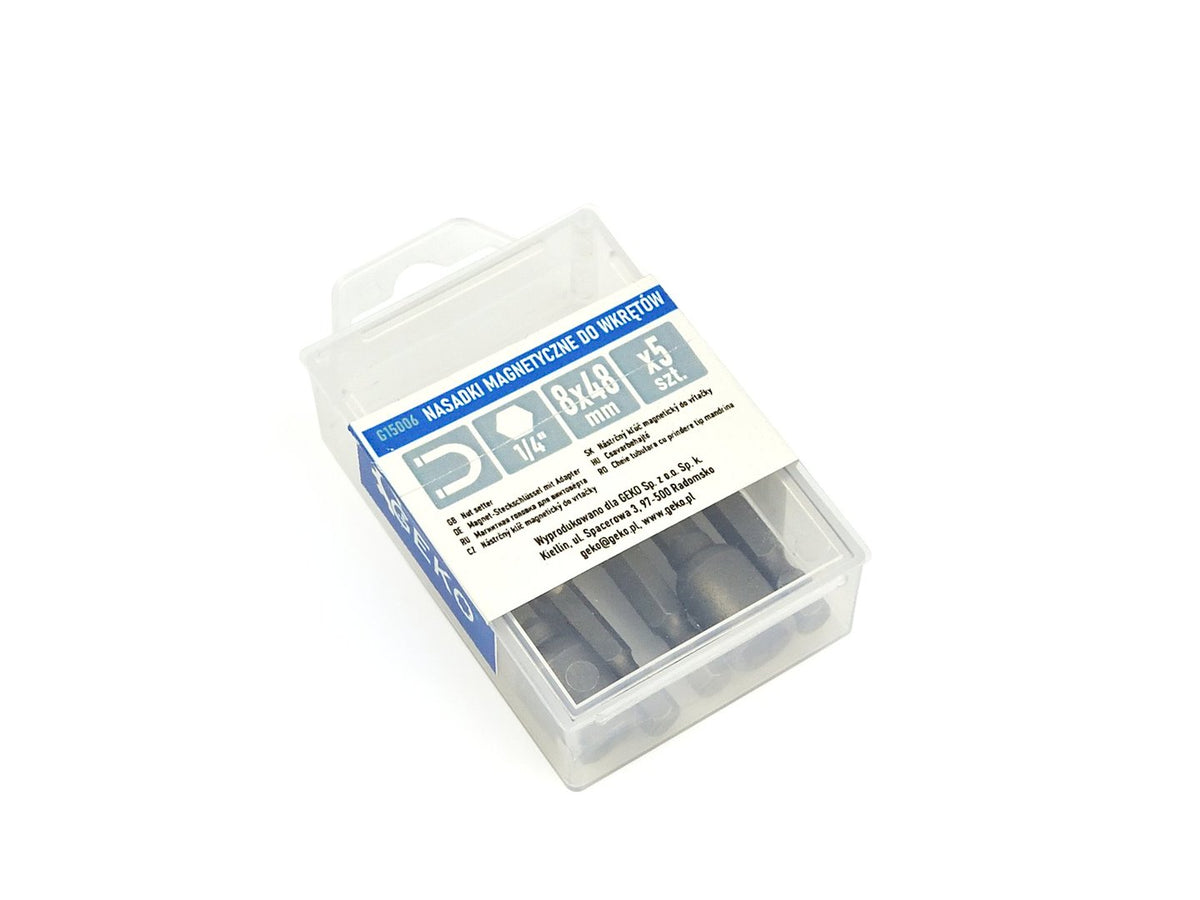 Set magnetische doppen voor 8 mm × 48 mm 1/4" schroeven, 5 stuks (100).