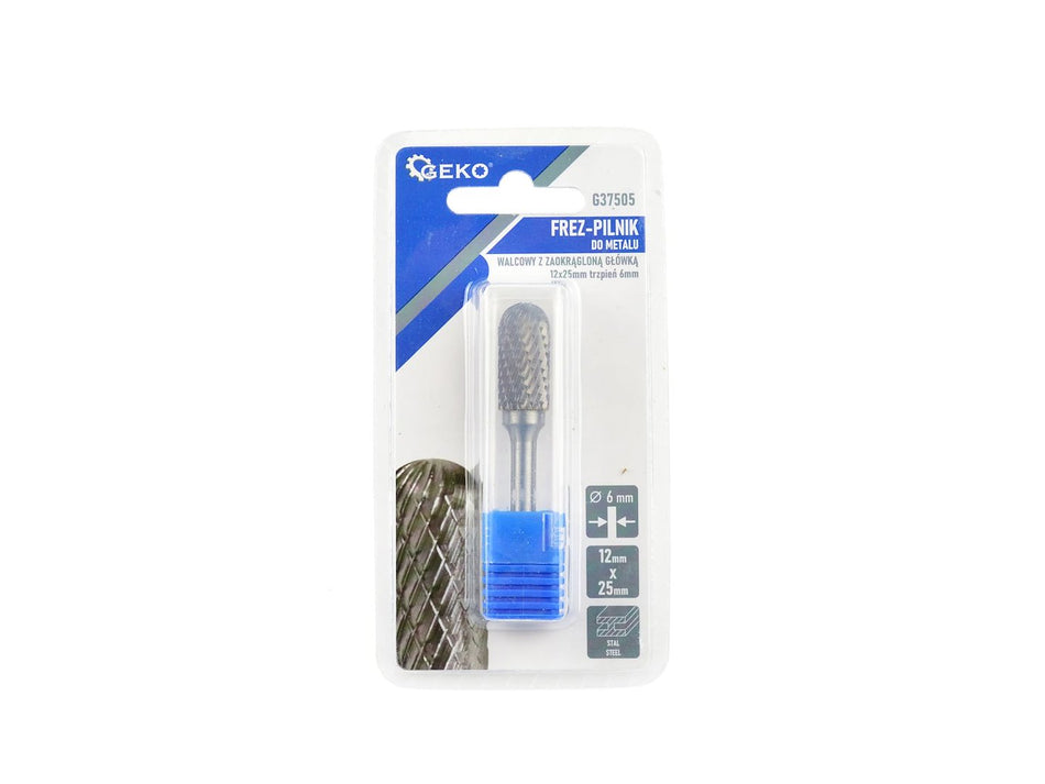 Cilindrische - afgeronde eindfrees 6 mm (tungsten carbide 12x25 mm)