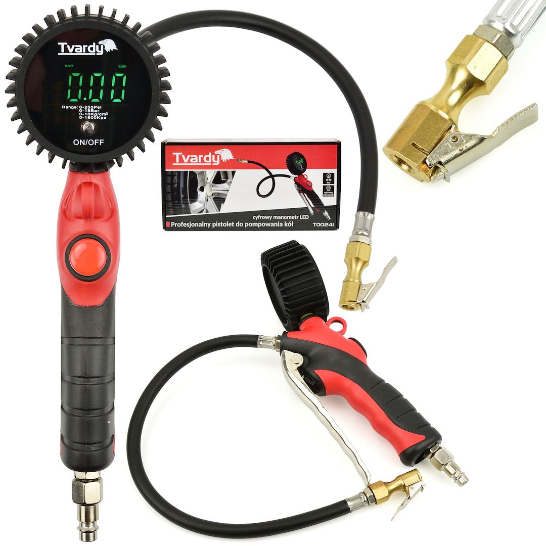 Professionele bandenpistool 0-18 bar met digitale LED-manometer