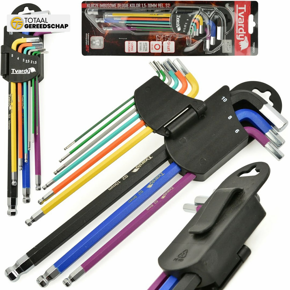 9pcs Long Arm Ball Point Hex Key Set S2 material