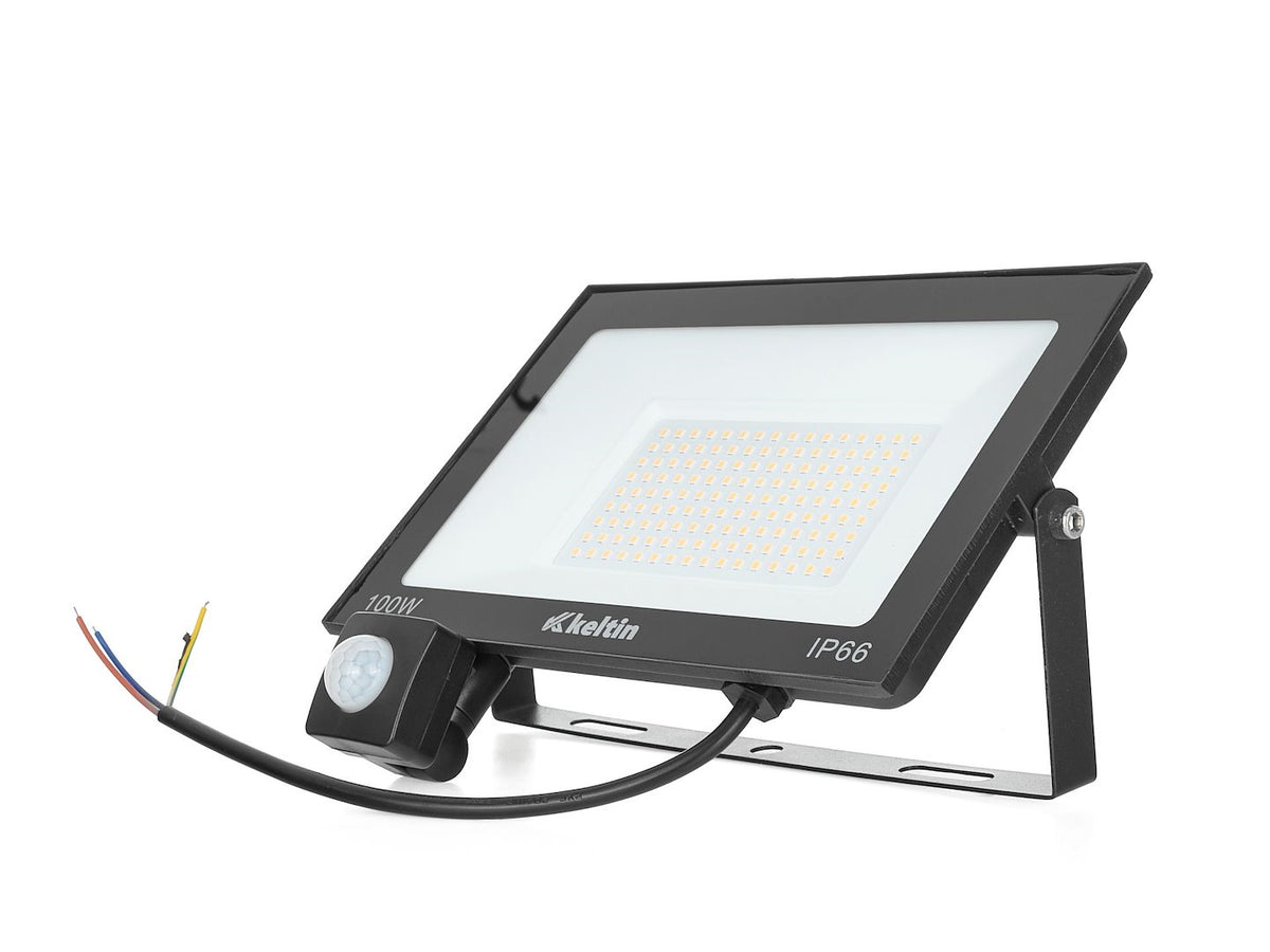 LED-schijnwerper 100W met bewegingssensor – koud wit 6500K