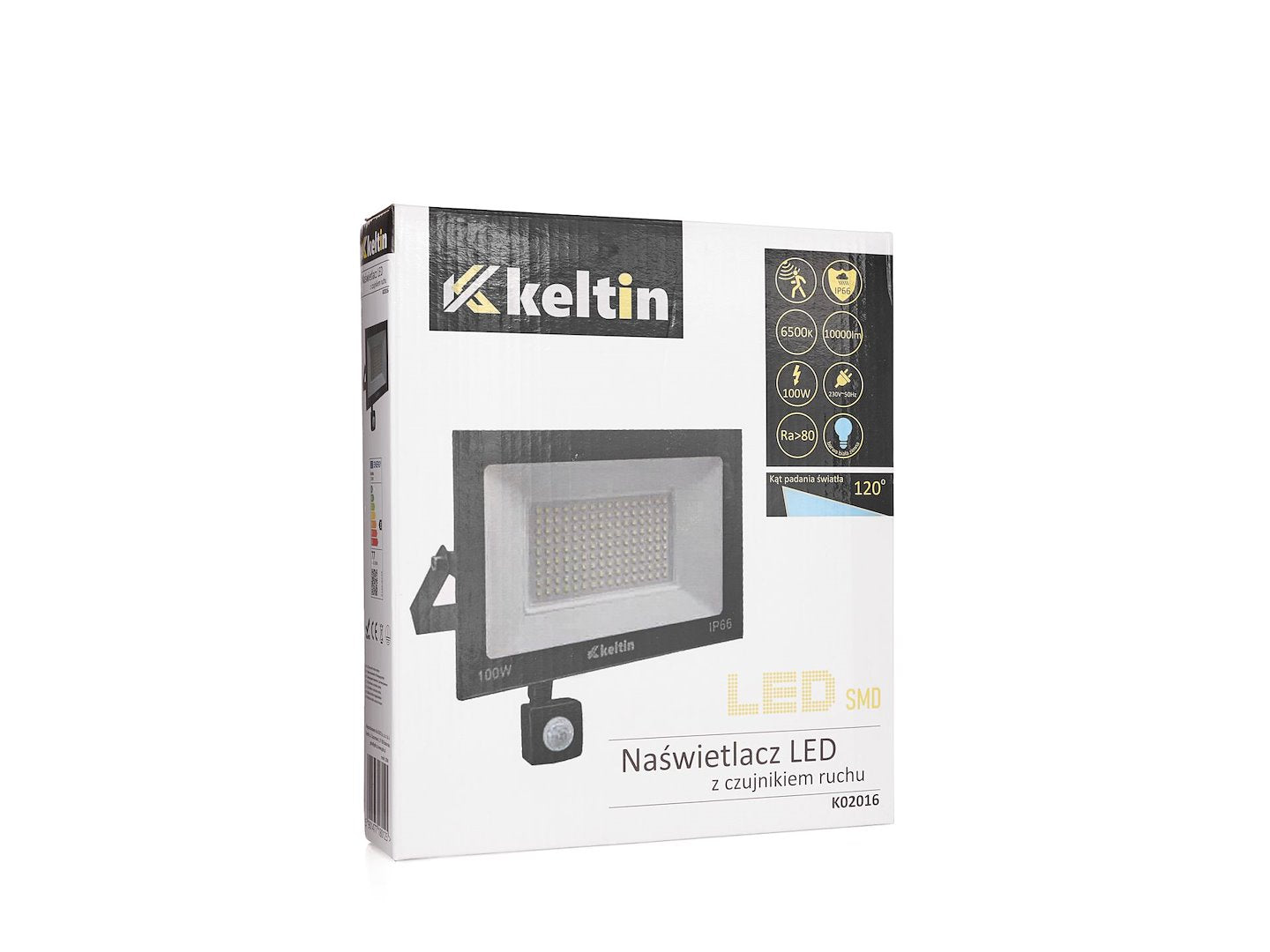 LED-schijnwerper 100W met bewegingssensor – koud wit 6500K