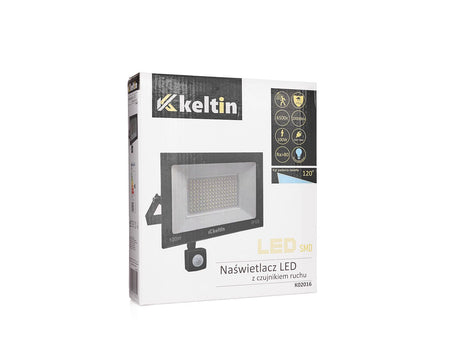 LED-schijnwerper 100W met bewegingssensor – koud wit 6500K