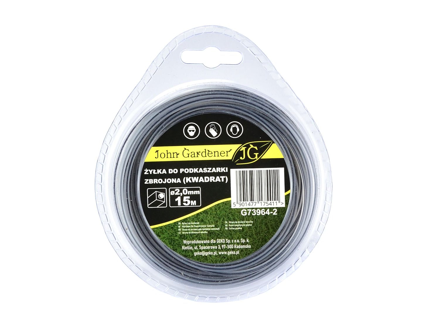 Versterkte nylondraad 2.0mm x 15m vierkant