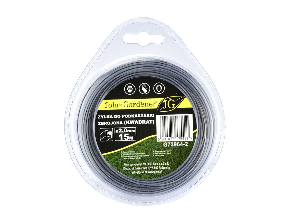 Versterkte nylondraad 2.0mm x 15m vierkant