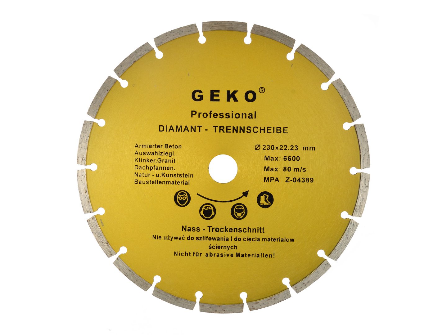 Gegroepeerde rand diamantzaagblad 230x8x22mm GEKO Profi