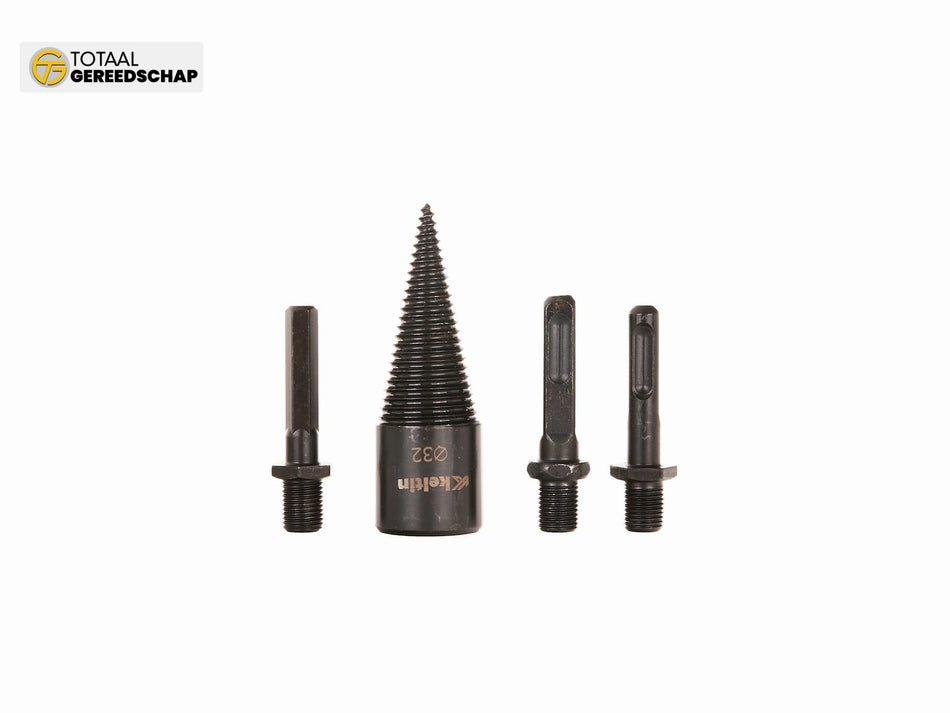 Drill bit auger for splitting wood 32mm + 3pcs set of adapters