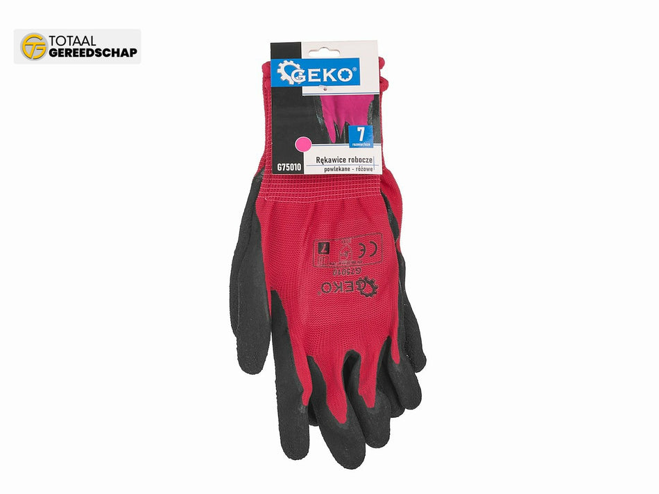 Coated protective gloves size 7 – pink