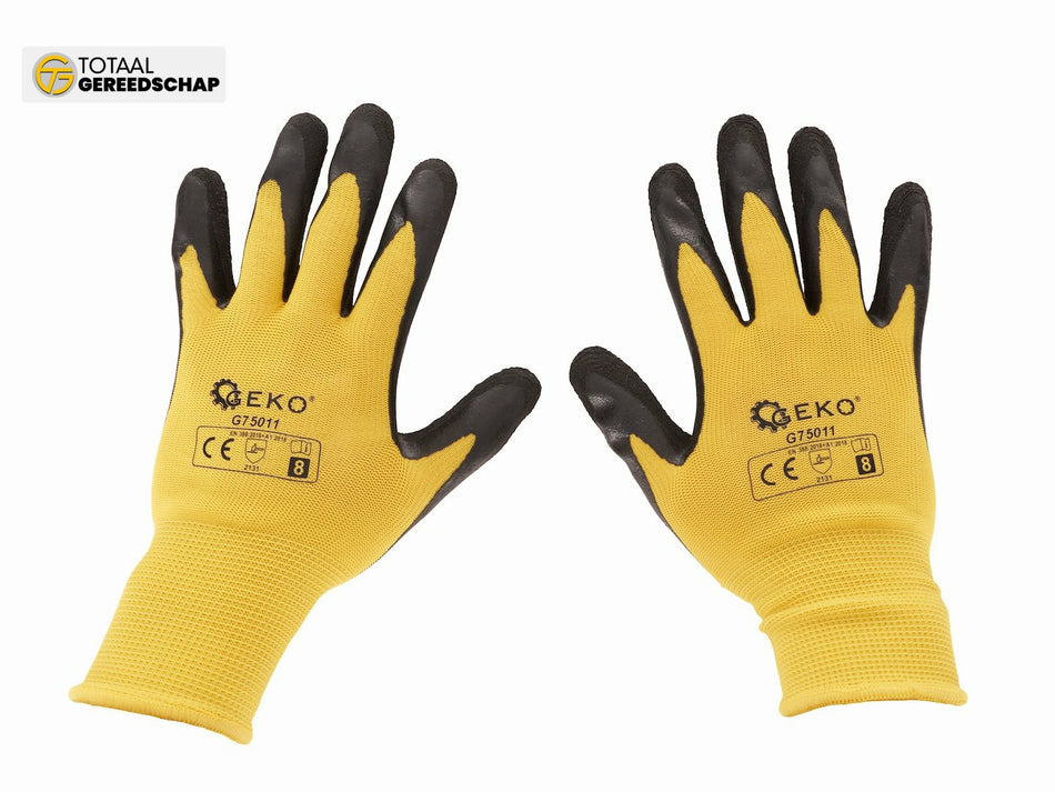 Coated protective gloves size 8 – yellow