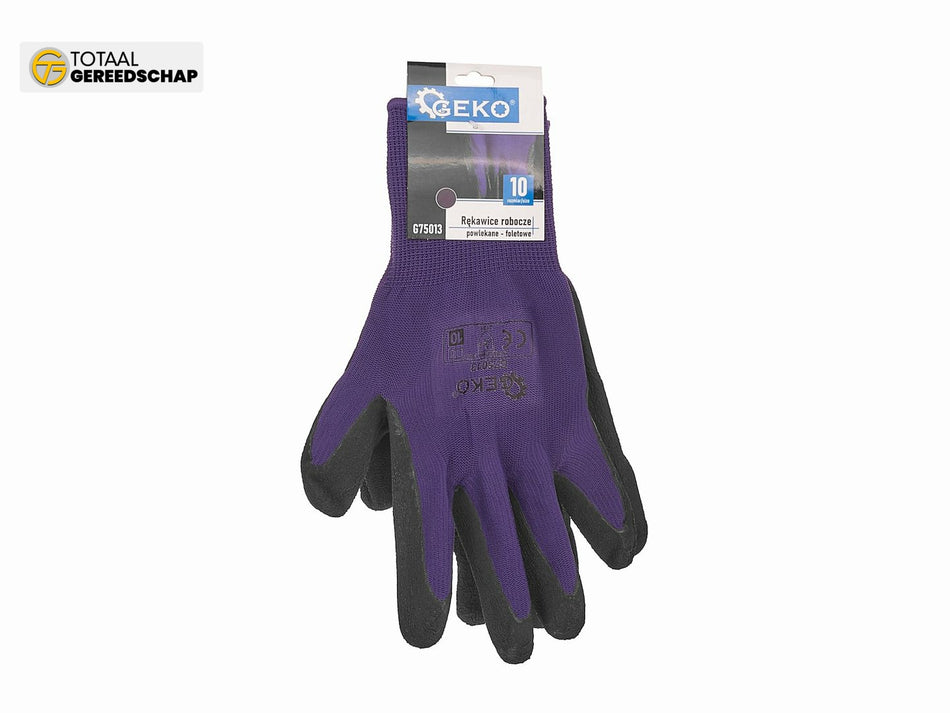 Coated protective gloves size 10 – purple