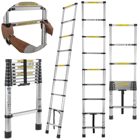 2,6 m telescopische aluminiumladder 150 kg