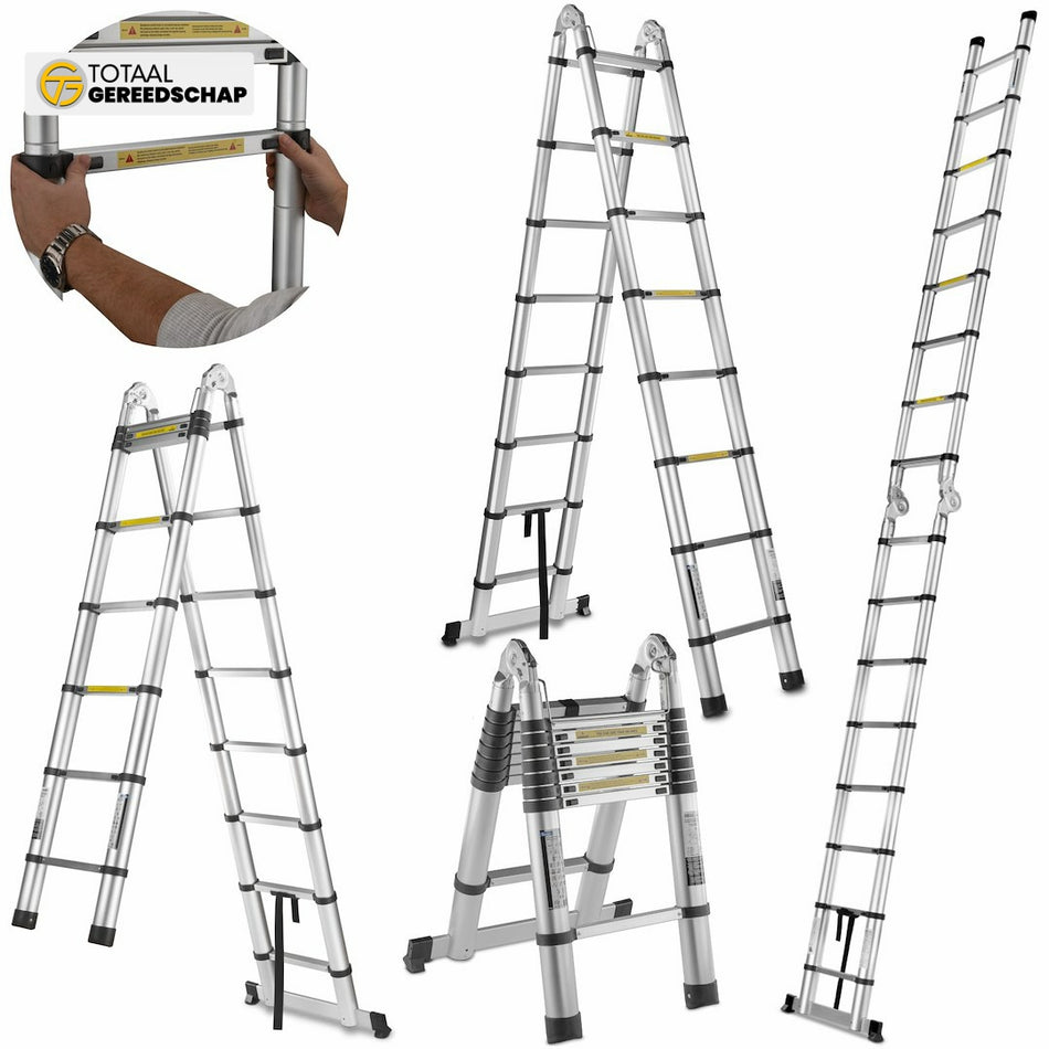5m aluminum telescopic articulated ladder 150kg