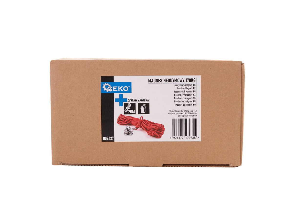 Neodymium magneet 170kg set met touw 20m en handschoenen