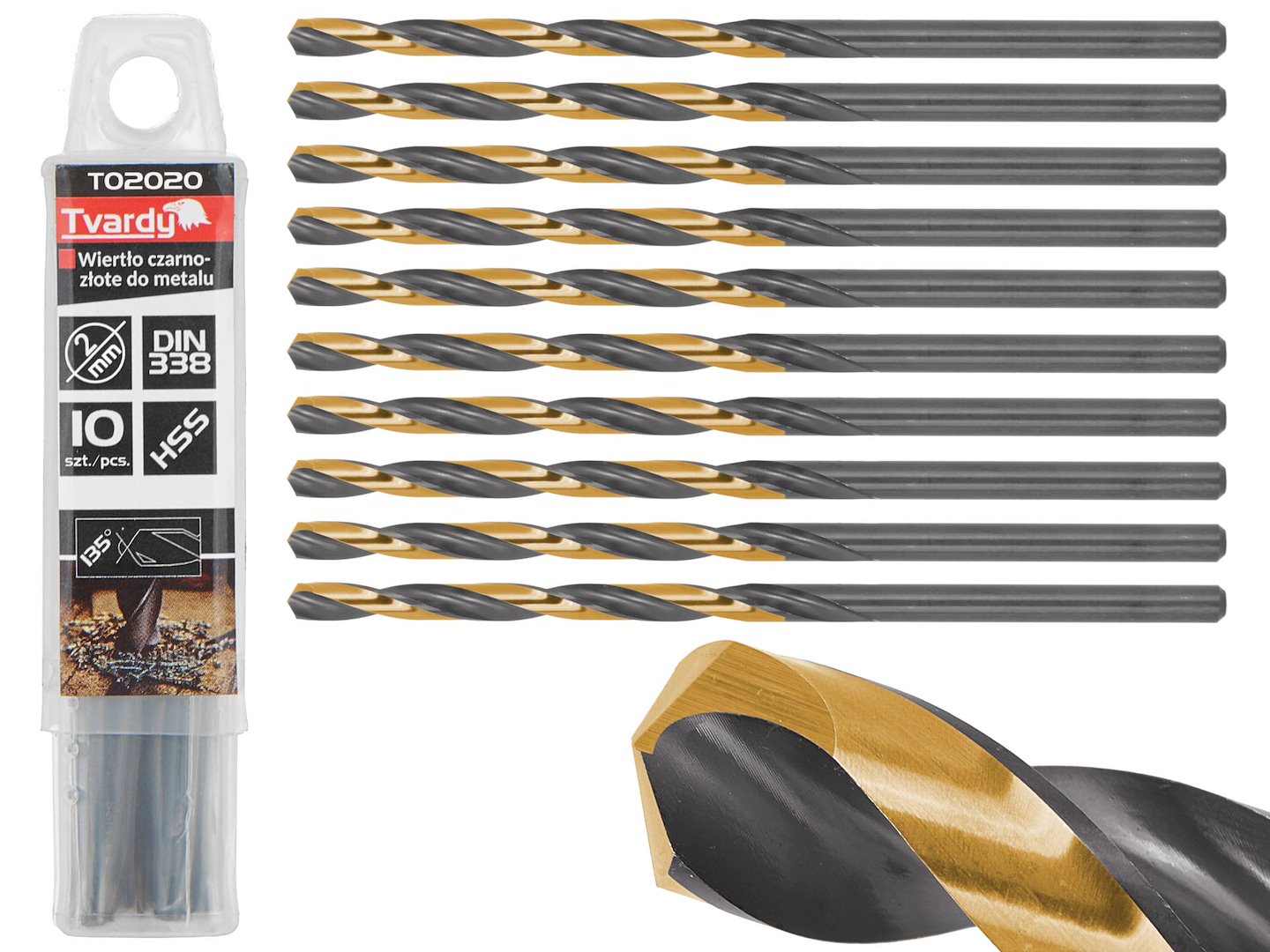 HSS 2,00mm zwarte & gouden metalen spiraalboor