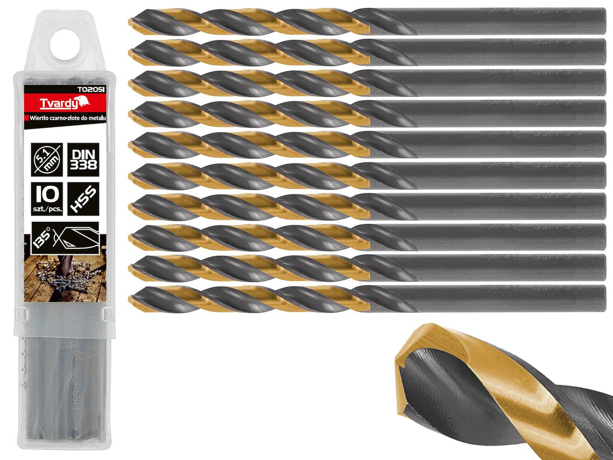 HSS 5,10 mm zwart & goud metalen spiraalboor