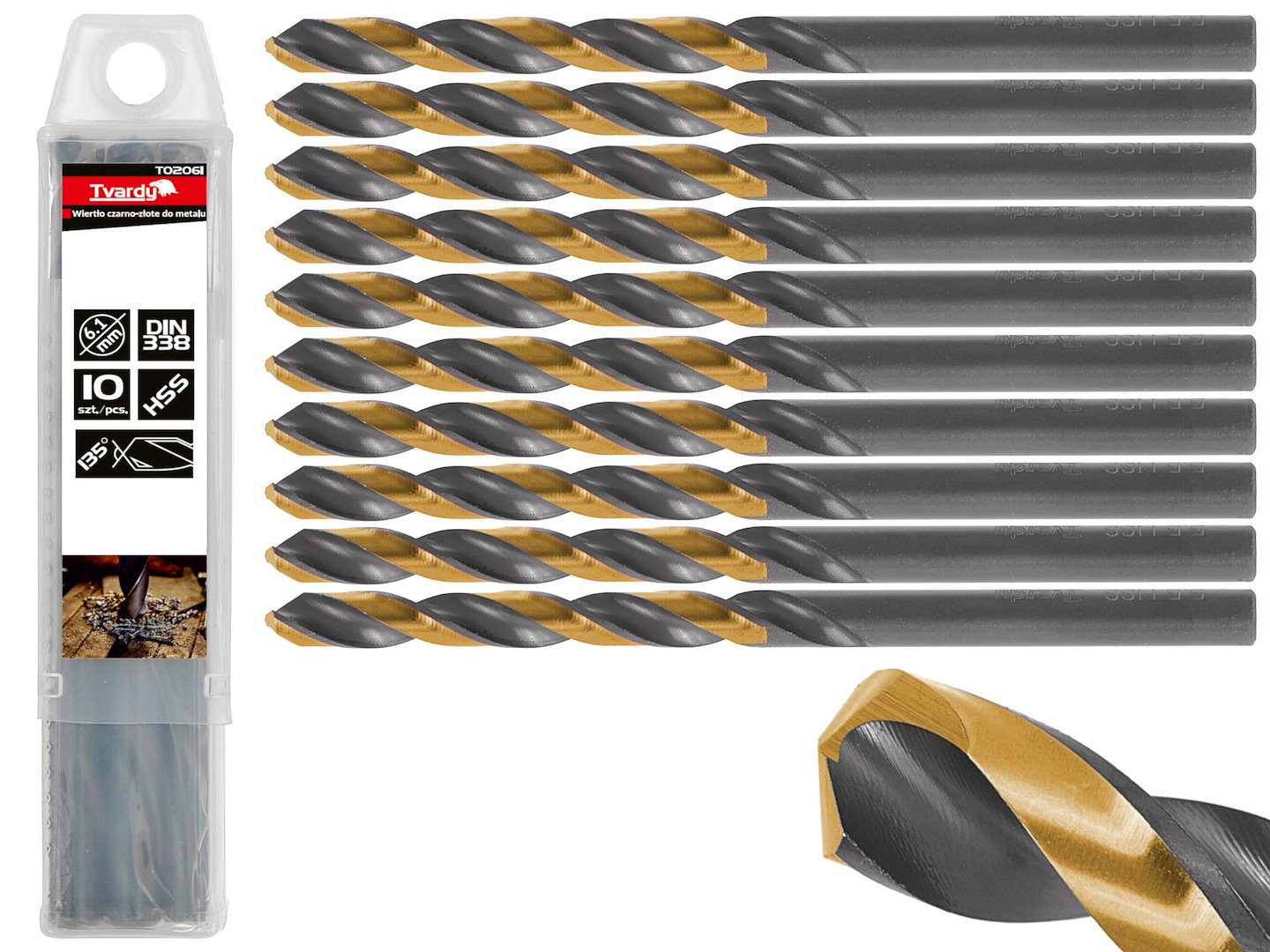 HSS 6,10 mm zwart & goud metalen spiraalboor