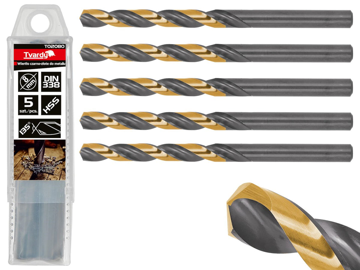 HSS 8,00mm zwart & goud metalen spiraalboor
