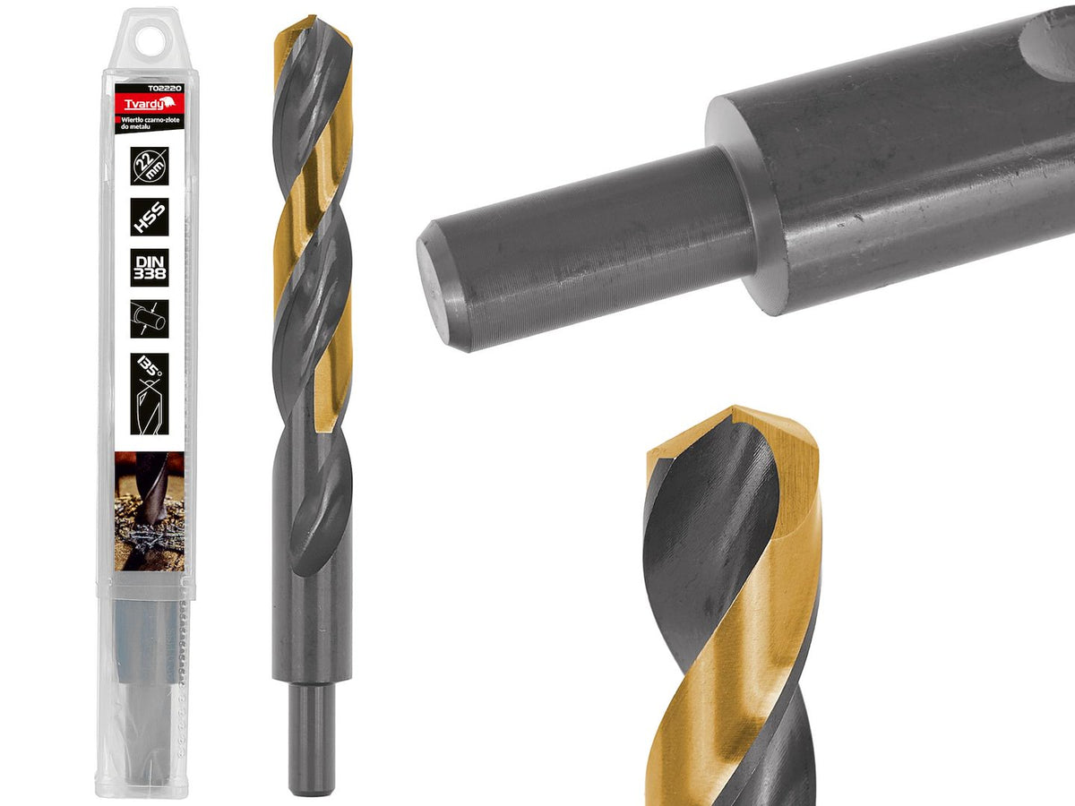 Gewalste HSS 22,00 mm zwarte & gouden metalen spiraalboor