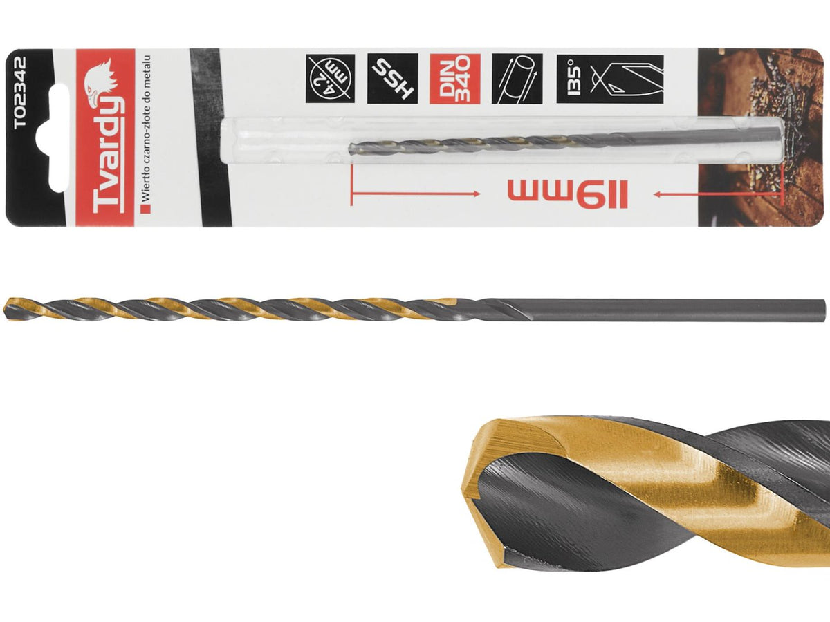 Lange HSS M2 4,2 mm zwarte & gouden metalen spiraalboor