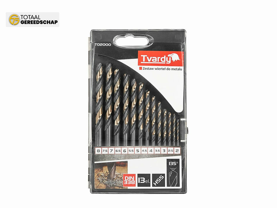 13pcs HSS 2.0-8.0mm black & gold metal twist drill bit set