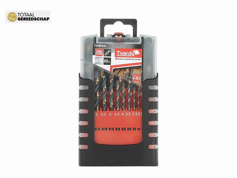 19pcs HSS 1.0-10.0mm black & gold metal twist drill bit set