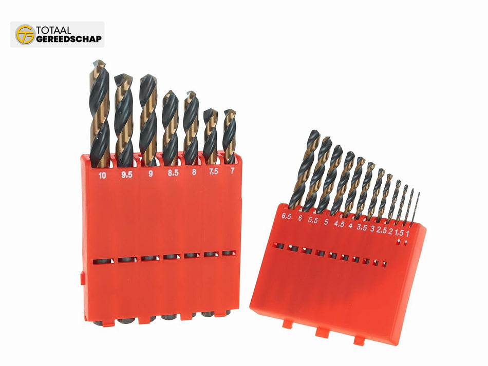 19pcs HSS 1.0-10.0mm black & gold metal twist drill bit set
