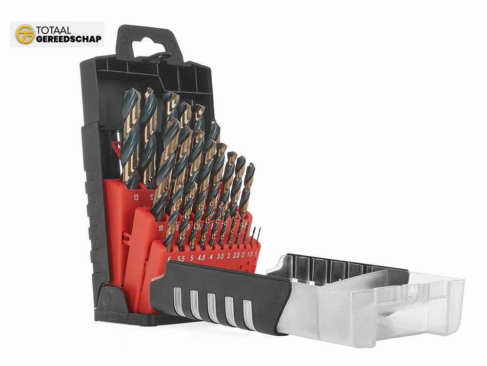 25pcs HSS 1.0-13.0mm black & gold metal twist drill bit set