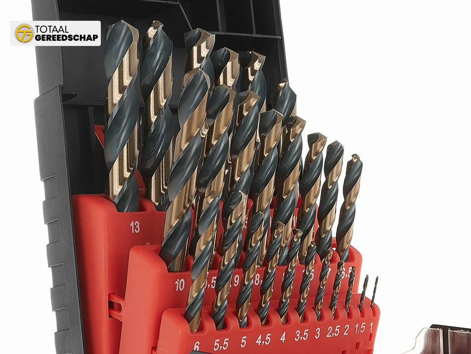 25pcs HSS 1.0-13.0mm black & gold metal twist drill bit set