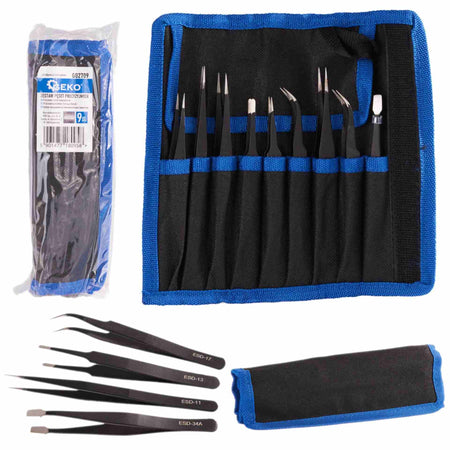 Precisie metalen pincet set 9 stuks