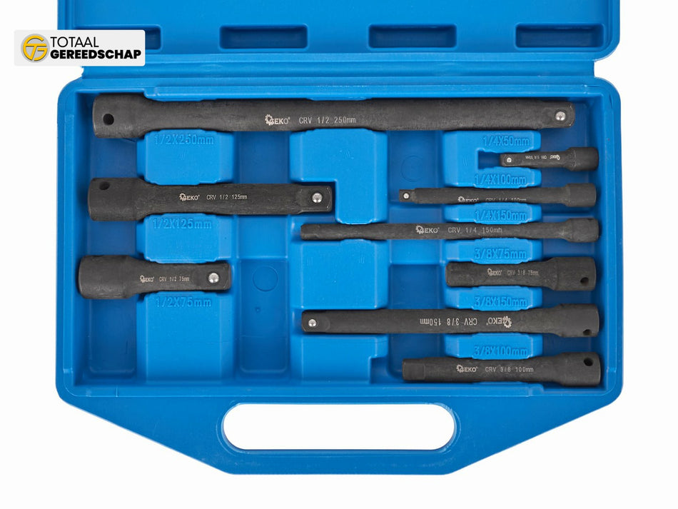 9 Pcs Impact Driver Socket Extension Set 1/4" 3/8" 1/2" CrV