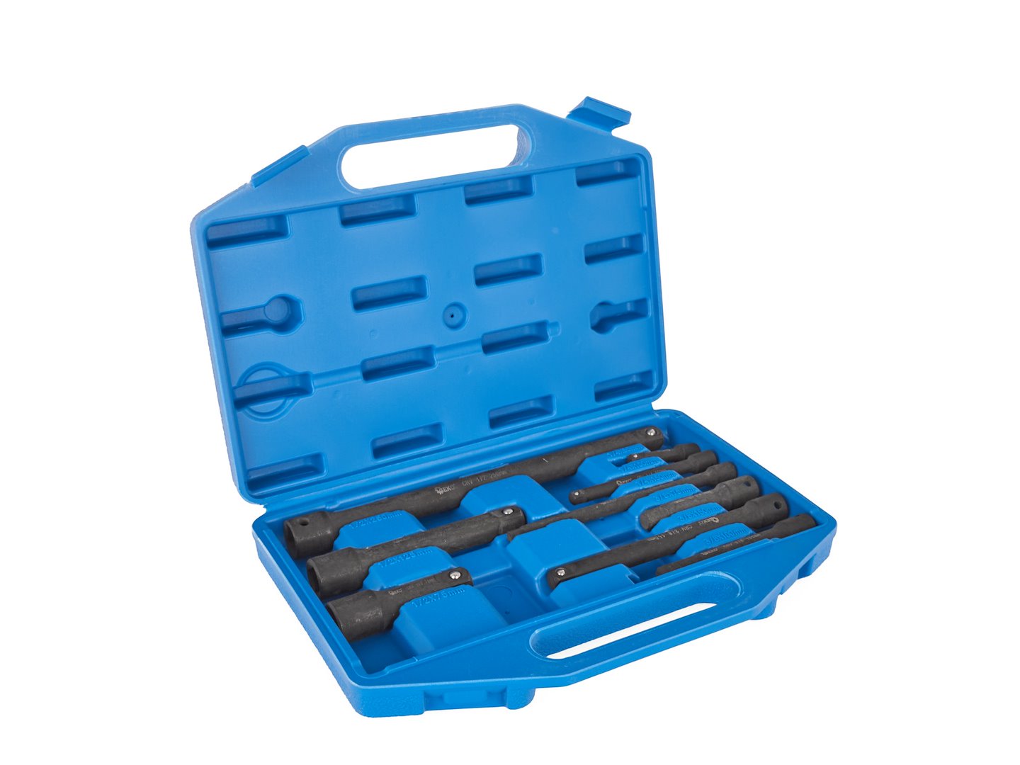 9-delige slagmoersleutel verlengset 1/4" 3/8" 1/2" CrV