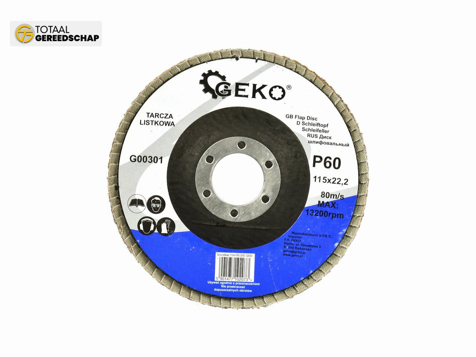 Aluminium Oxide Flap Disc 115mm Grit 60
