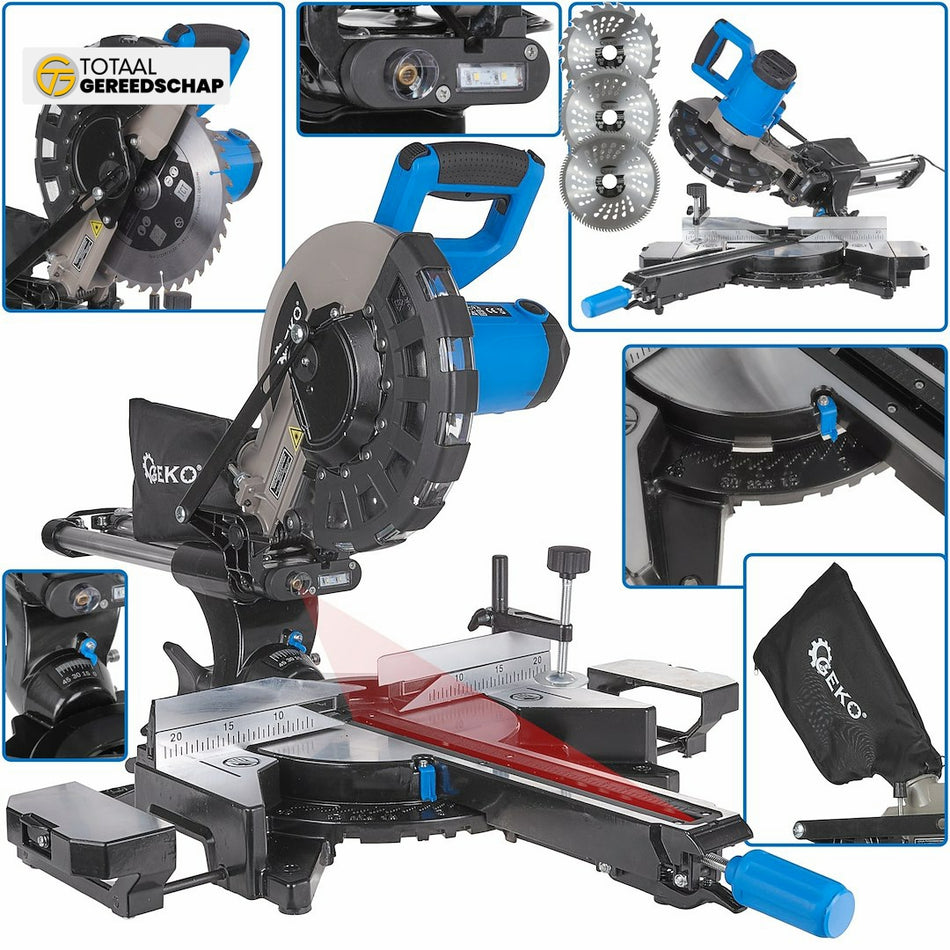 2000W Sliding Compound Miter Saw – 255mm Blade