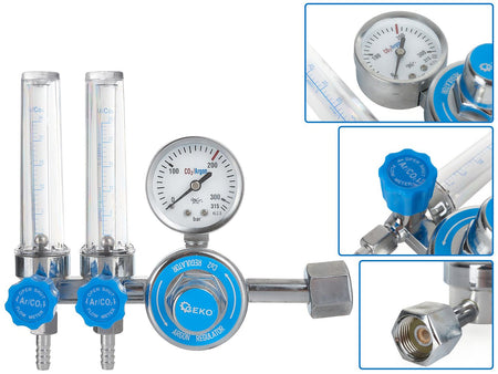 CO2/ARGON Regelaar met dubbele rotameter