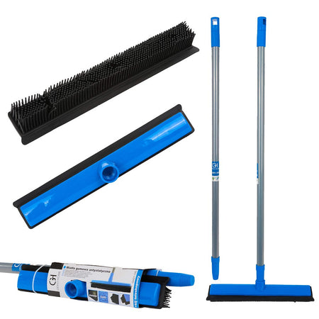 Rubberen bezem en trekker met telescopische steel 78,5-140cm
