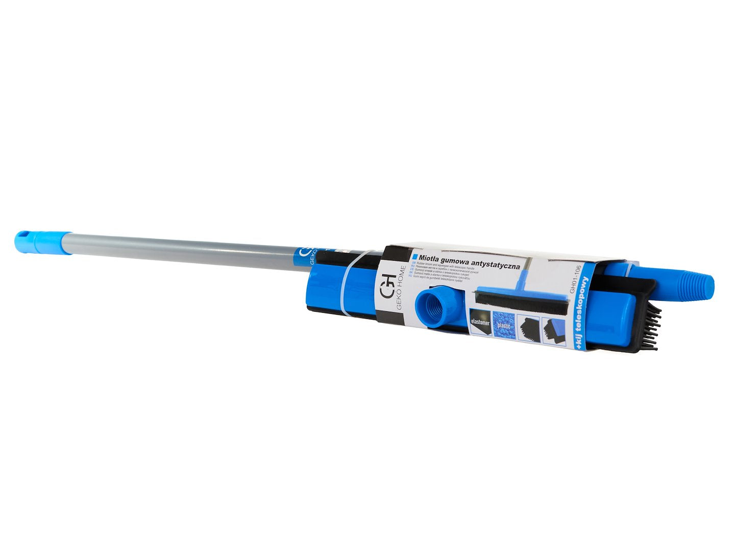 Rubberen bezem en trekker met telescopische steel 78,5-140cm
