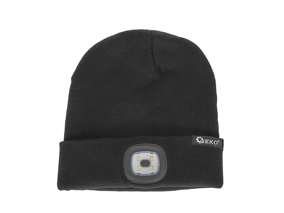 Oplaadbare LED hoofdlamp wintermuts (zwart)