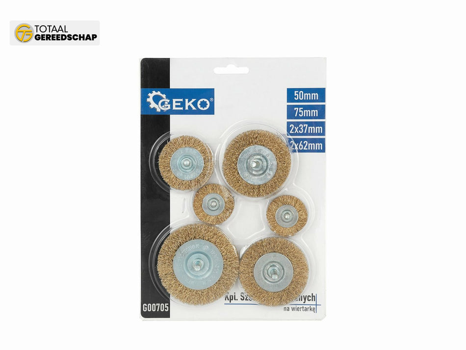 Set of brushes for drills 6pcs 2x37mm 50mm 2x62mm 75mm