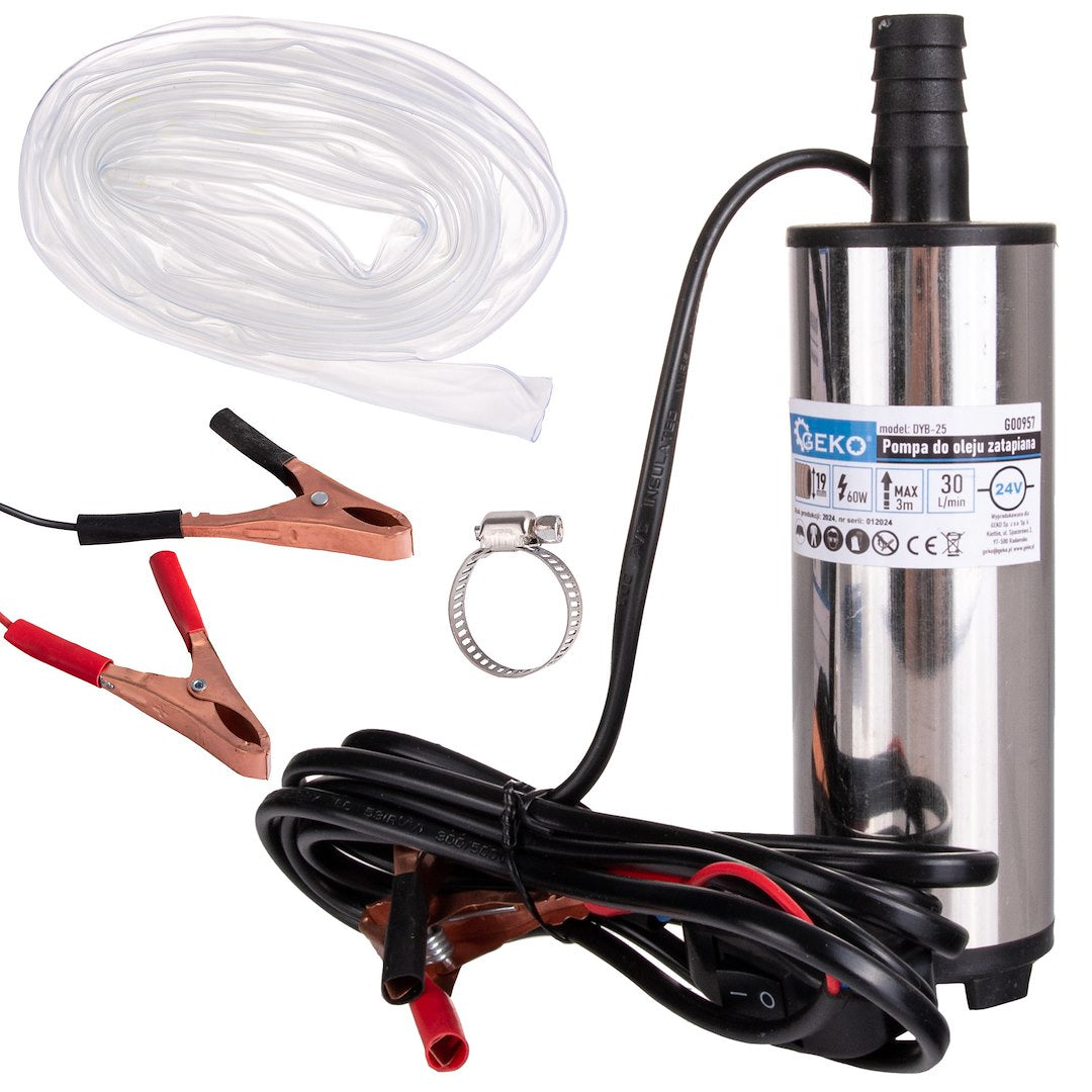 Dompelpomp overdracht diesel water olie 24V +3m slang